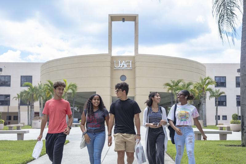 Students walking on campus