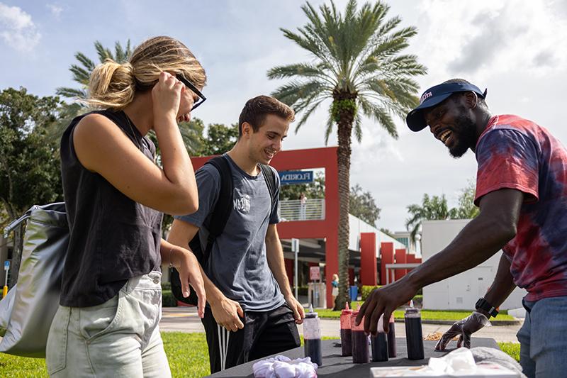 Tie dye event during Homecoming at Florida Atlantic!